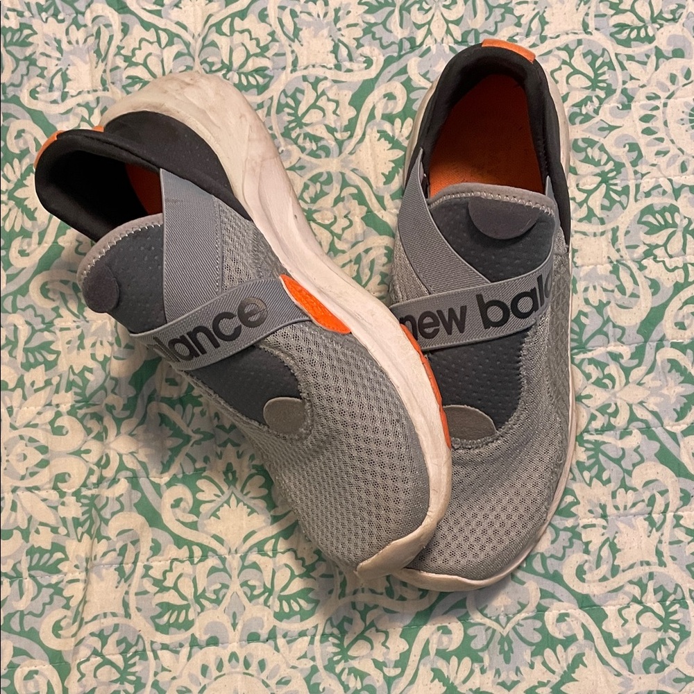 New Balance Gray and Orange Athletic Slip-Ons